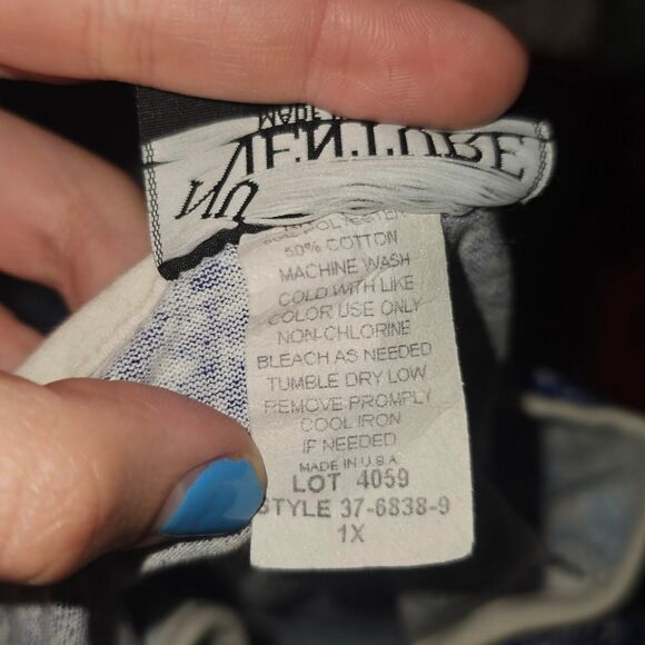 Vintage 90s beachy boho blue patterned 3/4 sleeve blouse v neck blouse - Picture 3 of 4